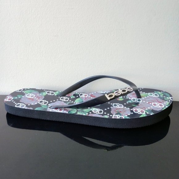 Bebe Women's Florissa Flip Flops Sandals in Black - Picture 2 of 9